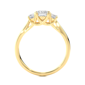 Bague pour femme en or 18 carats avec diamant de laboratoire taille princesse, design tendance, 1,00 carat, 3 pierres, bijoux de luxe - Product Image 6
