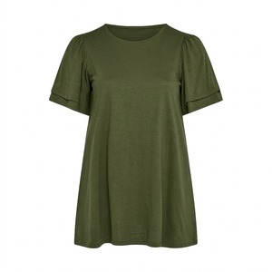 Camiseta Personalizada para Mujer, Vintage, Verde Oliva, 100% Algodón, Secado Rápido, Transpirable, Verano, Alta Calidad, Color Sólido, Corte Ajustado, Ligera - Product Image 1