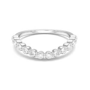 Diamond <b>Stacking</b> Band Half Eternity Curved Round Cut 10K 14K Solid Gold Unique Minimalist Everyday Wear Stackable Matching <b>Ring</b> - Product Image 3