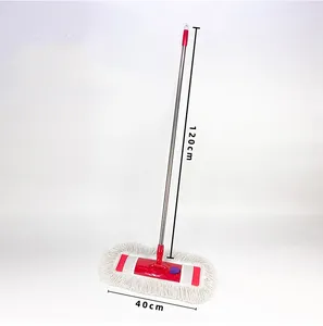 Dust Removal Mop For Kitchen Bathroom White Red Cotton Dust Mop Durable Rotating Floor Mop