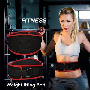 Cinturón de soporte de cintura ajustable y transpirable para levantamiento de pesas, entrenamiento de fuerza, unisex, cierre de hebilla de poliéster y elastano, negro y rojo - Product Image 3