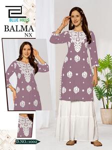 Kurti Lucknowi Premium, Ropa Étnica Tradicional Bordada de Algodón para Mujer, Cómoda para Uso Diario, Festivales y Fiestas - Product Image 4