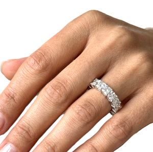 Bague de fiançailles demi-éternité en or massif 10K 14K 18K avec diamant de laboratoire taille princesse, couleur DEF, clarté VS VVS, certifiée IGI, vente en gros - Product Image 5
