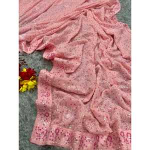 Designer Hand Pearl Work Saree Elegant <b>Cocktail</b> <b>Dress</b> for Parties - Product Image 5