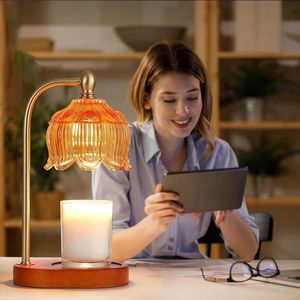 Electric Amber Light Candle Warmer Lamp with <b>Timer</b> Dimmer 2 Bulbs for Wax Jars Gift for Women - Product Image 4