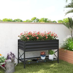 Jardinera Elevada de Acero Galvanizado de 40 x 20 x 10 Pulgadas, Capacidad de 440 Libras, Color Gris, con Revestimiento, Macetas Metálicas de 2 Litros para Jardines - Product Image 2