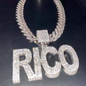Iced VVS Lab Grown Diamond Letter <b>Pendant</b> 925 Sterling <b>Silver</b> <b>Initial</b> Charm Micro Insert Hip Hop Jewelry - Product Image 3