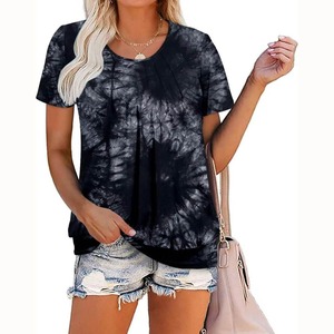 Wholesale Custom Women's Tie Dye T-Shirt Summer Short Sleeve Casual O-Neck Printed Pattern Slim Fit Quick Dry Breathable - Product Image 2