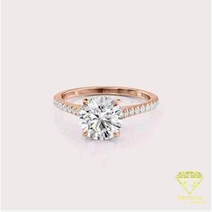 Anillo de Compromiso de Diamante Moissanite de Corte Redondo, Oro Blanco, 6 Puntas, Solitario, con Anillo de Promesa de Boda para Mujer - Product Image 2