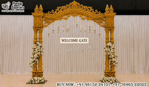 มณฑปงานแต่งงานอารยาแบบทันสมัยสำหรับงานแต่งงานฮินดู พร้อมรูปปั้นพระพิฆเนศ ดีไซน์พระพิฆเนศอันงดงาม มณฑปงานแต่งงานแบบเสาคู่ - Product Image 2