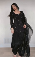 Ensemble de travail TENNECY pour femme avec broderie lourde et motifs numérotés, en pure soie crêpe, avec dupatta infroissable, séchage rapide, extensible et réversible