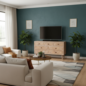 Commode en bois de pin massif à motif chevrons, durable et moderne, couleur personnalisable, pour meuble TV de salon - Product Image 2