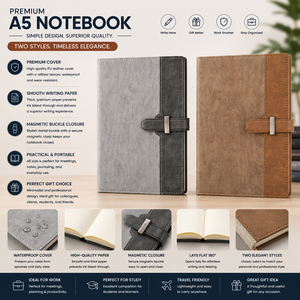 Carnet A5 en cuir PU, pliable, à feuilles mobiles, avec fermeture élastique, bloc-notes portable, logo personnalisé, cadeau d'affaires - Product Image 6