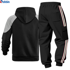 Top Trend Men Clothe Outfit High Quality +Size Men's <b>Tracksuit</b> Set Color Block Sweatshirt Side Stripe Cargo Pants <b>Tracksuit</b> Set - Product Image 1