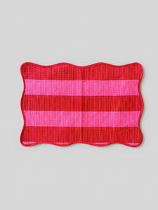 Hand Block Printed Cotton <b>Placemat</b> Set: Red & Pink Striped Table Linens - Product Image 4