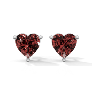 Heerani Jewels Pink <b>Garnet</b> 925 Sterling Silver Trendy Heart Shape Stud Claw Setting Silver Plated Unisex Engagement <b>Earrings</b> - Product Image 1