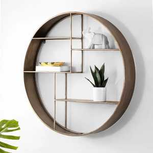 Modern Dark Wood Interlocking Adjustable Non-Folding Wall <b>Shelf</b> <b>Floating</b> <b>Square</b> Box Storage Display Rack Living Room Holder - Product Image 2