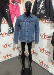 แจ็คเก็ตมอเตอร์ไซค์สไตล์วินเทจสำหรับผู้หญิง ผ้าเดนิมลายสก็อต แขนยาว คอตั้ง ติดกระดุมด้านหน้า เนื้อผ้านุ่มแบบกำมะหยี่ลายกวาง - Product Image 2