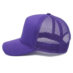 Custom Logo Purple 6-Panel Trucker Hat Mesh Back Adjustable <b>Snap</b> Closure Casual Outdoor Summer Unisex Adult Hat - Product Image 2