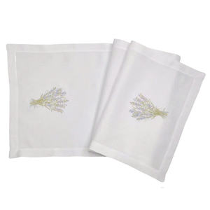 Caminos de Mesa Blancos de Algodón con Dobladillo, Personalizados al por Mayor, Bordados con Ramo de Flores de Alta Calidad para Hogar, Hotel y Festividades - Product Image 1