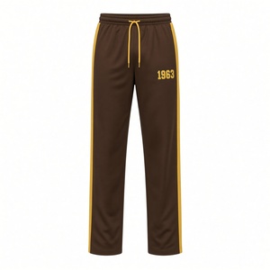 กางเกงวอร์ม Iota Phi Theta สีน้ำตาลทองสำหรับผู้ชาย เอวยางยืด ทรงขาตรง แถบข้างตัดสี กางเกงจ็อกเกอร์ลำลองสำหรับออกกำลังกาย น้ำหนักเบา - Product Image 3