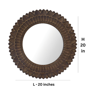 Miroir mural rond en bois sculpté Smart Art, cadre en MDF, design moderne, pour décoration de salle de maquillage ou de dressing - Product Image 6