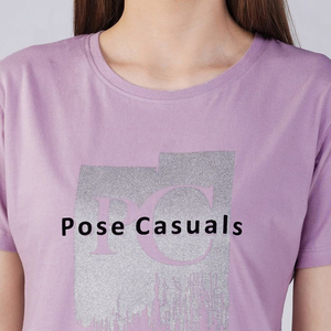 Women's Heavyweight Eco-Friendly Casual Crew Neck T-<b>Shirts</b> with Digital Printing Breathable Quick Dry 100% Cotton - Product Image 3