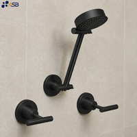 Ensemble de douche mural réglable en chrome sans plomb certifié, avec poignée à levier, jet de pluie, eau chaude et froide