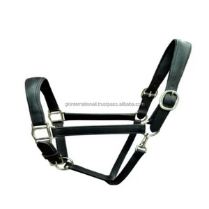 Licou en cuir rembourré noir ou marron de qualité supérieure et accessoires pour chevaux avec quincaillerie réglable en nickel ou en laiton - Product Image 2