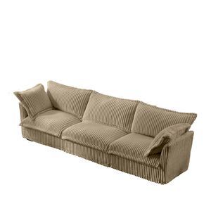 Divano Letto Moderno a 3 Posti con Rivestimento, Seduta Profonda con Morbidi Cuscini Grandi, Comodo Divano con Braccioli Flessibili - Product Image 4