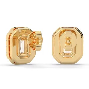 High Quality <b>Emerald</b> And Round Diamond <b>Stud</b> Earrings 14K Gold Elegant Sparkling Jewelry Women Bridal Available In Bulk Quality - Product Image 6