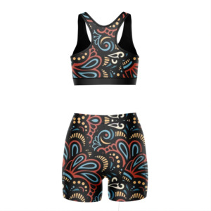 Conjunto de Yoga Personalizado al por Mayor para Mujer, 2 Piezas, Sujetador Deportivo y Pantalones Cortos de Cintura Alta, Estampado, Ropa Deportiva para Gimnasio, Conjunto a Juego para Entrenamiento, OEM - Product Image 2