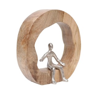 Sculpture circulaire figurative en bois faite à la main, décoration de table, art minimaliste, artisanat pour salon, cadeau - Product Image 3