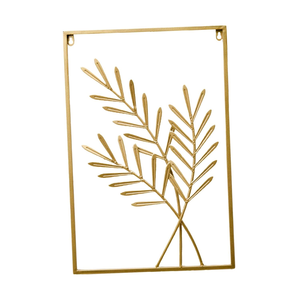 Modern Gold Metal Palm <b>Leaf</b> <b>Wall</b> Art <b>Decorative</b> Framed <b>Wall</b> Hanging Sculpture for Living Room Bedroom Home Interior <b>Decoration</b> - Product Image 2