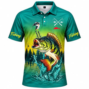 Camiseta Polo Verde de Secado Rápido para Hombre, Personalizada para Pesca, con Estampado de Peces, UPF 50, para Uso en Pesca al Aire Libre - Product Image 2