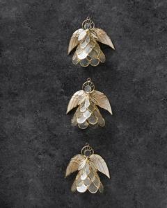Juego de 3 Adornos Navideños de Ángel Dorado, Estilo Concha de Capiz, Adornos Colgantes para Árbol con Alas de Ángel, Decoración Elegante para el Hogar en Navidad - Product Image 1