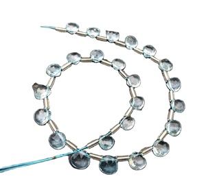 Impresionante calidad 1 hebra Natural Topacio Azul piedra preciosa 24 piezas facetadas forma de corazón Briolette cuentas al por mayor - Product Image 1