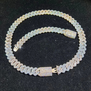 20mm Rose Gold Men’s Silver Diamond <b>Iced</b> <b>Out</b> 925 Diamond Cuban Link Moissanite <b>Chains</b> with VVS Clarity from Indian Supplier. - Product Image 6