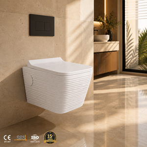 โถสุขภัณฑ์แบบแขวนผนัง ทรงสี่เหลี่ยม เซรามิกชิ้นเดียว ถังซ่อน P-trap/S-trap ระบบชำระล้างแบบประหยัดน้ำ ดีไซน์มินิมอล 250 มม. - Product Image 2