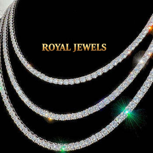 Moissanite Tennis <b>Necklace</b> 925 Sterling Silver Round Brilliant Cut Clasp <b>Chain</b> for Wedding Gift Party - Product Image 2