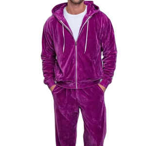 Conjunto Deportivo de Terciopelo para Hombre, de Alta Calidad, Corte Regular, Directo de Fábrica, con Capucha, para Gimnasio y Uso Diario, 100% Algodón - Product Image 1