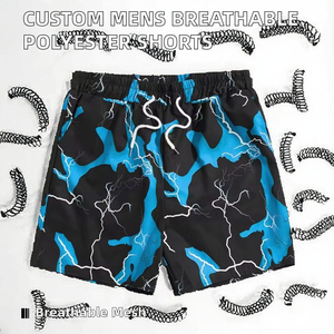 Shorts de Baño para Hombre, Diseño Sólido con Rayas, Transpirables, de Punto, Secado Rápido, Poliéster, Casuales, con Cordón Ajustable en la Cintura, Azul y Negro - Product Image 5