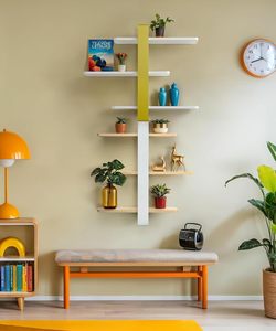 Étagères murales flottantes en bois à 3 niveaux ; Grande étagère décorative pour le rangement à domicile, idéale pour les plantes et les photos - Product Image 3