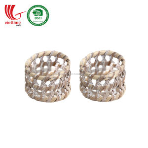 Anneau de serviette en jacinthe d'eau rustique, porte-serviettes tissé, décoration de table écologique faite à la main du Vietnam - Product Image 2