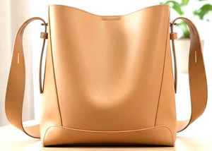 Royaa Minimalist Leather Shoulder Bag, <b>Large</b> Bucket Shopper Tote for Everyday Spacious Genuine Leather Tote Bag Removable Pouch - Product Image 3
