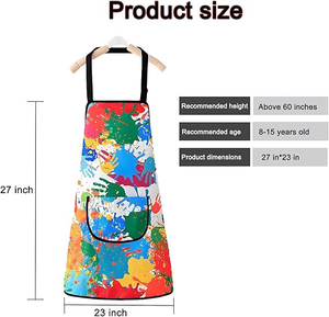 Juego de Delantales de Arte Ajustables con Bolsillos de Poliéster/Algodón para Niños, Unisex, Personalizados, para Pintura, Manualidades y Cocina - Servicio OEM - Product Image 2