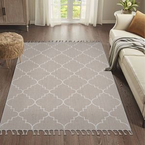 Juego de alfombras para interiores y exteriores NAAR Guros Collection 8X10 Ivory Trellis - Product Image 2