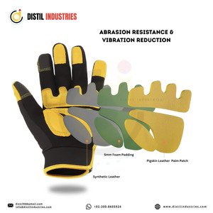 Guantes de Trabajo Tácticos de Cuero Distil Industries, Negros y Amarillos, Largos hasta la Muñeca, Duraderos, para Uso en Exteriores - Product Image 3