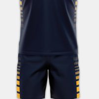 Setelan Seragam Basket Sublimasi Kustom Pria Jersey Tanpa Lengan dan Celana Pendek Pakaian Olahraga Tim Penyerap Keringat