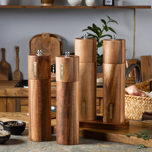 Hot Selling Eco-Friendly Manual Wooden Salt and <b>Pepper</b> <b>Grinder</b> Herb Mill Spicy <b>Grinder</b> Tray Set Spice <b>Grinder</b> Set - Product Image 3